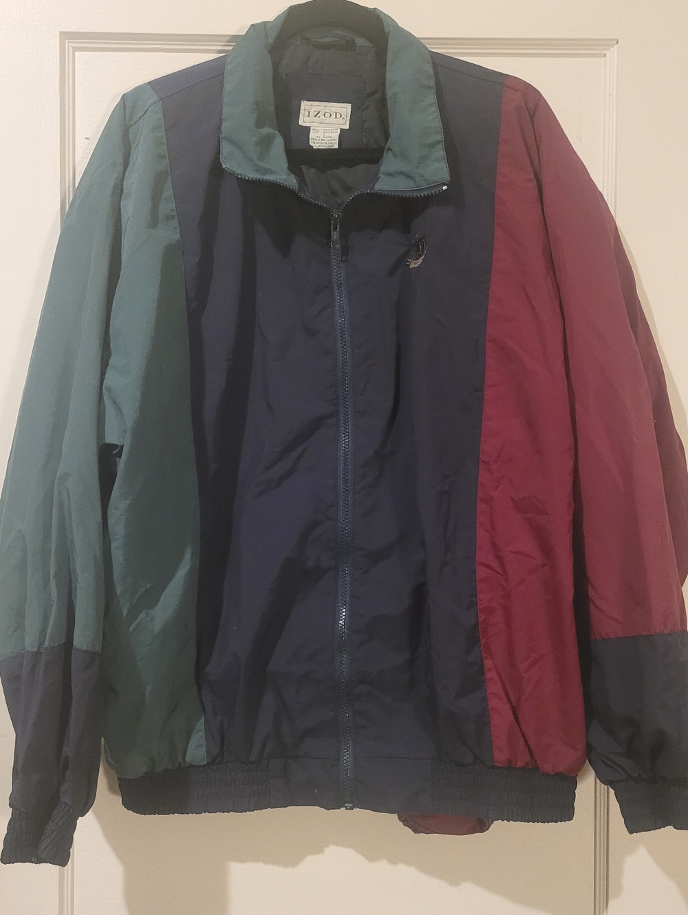 Izod Colorblock Windbreaker Jacket in Navy, Green & Burgundy
